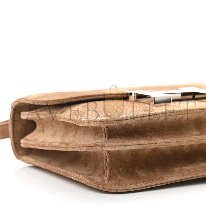 H**me5 master constance 18 marron glace veau doblis suede palladium hardware (18*15*4cm)